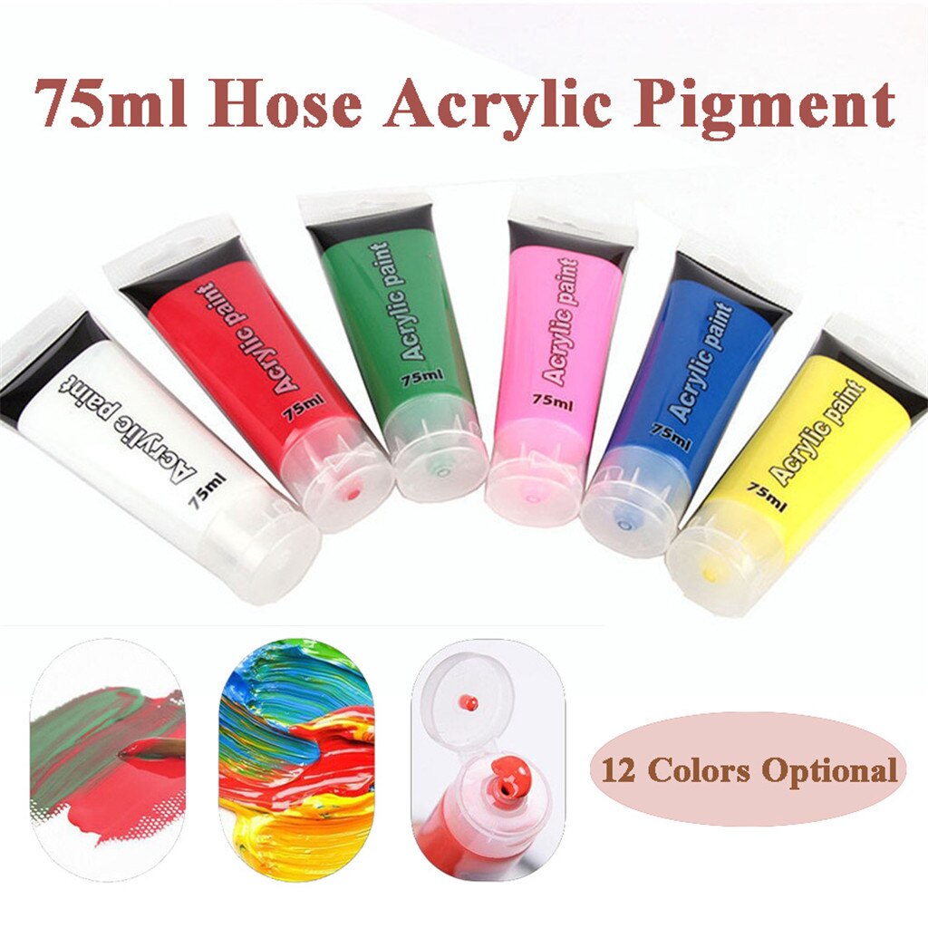 Acrylverf slang diy muurschildering textielverf voor kleding textiel nagelvezel pigment 12 kleuren optioneel ongeveer 75ml