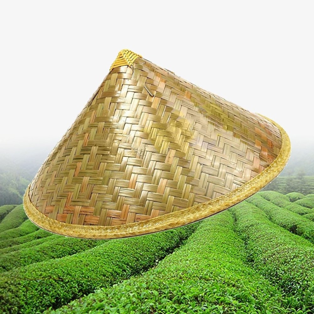 Retro chino de bambú de mimbre sombrero de pescador tejido hecho a mano de paja sombrero del cubo turismo lluvia tapa baile accesorios de pesca sombrilla sombrero