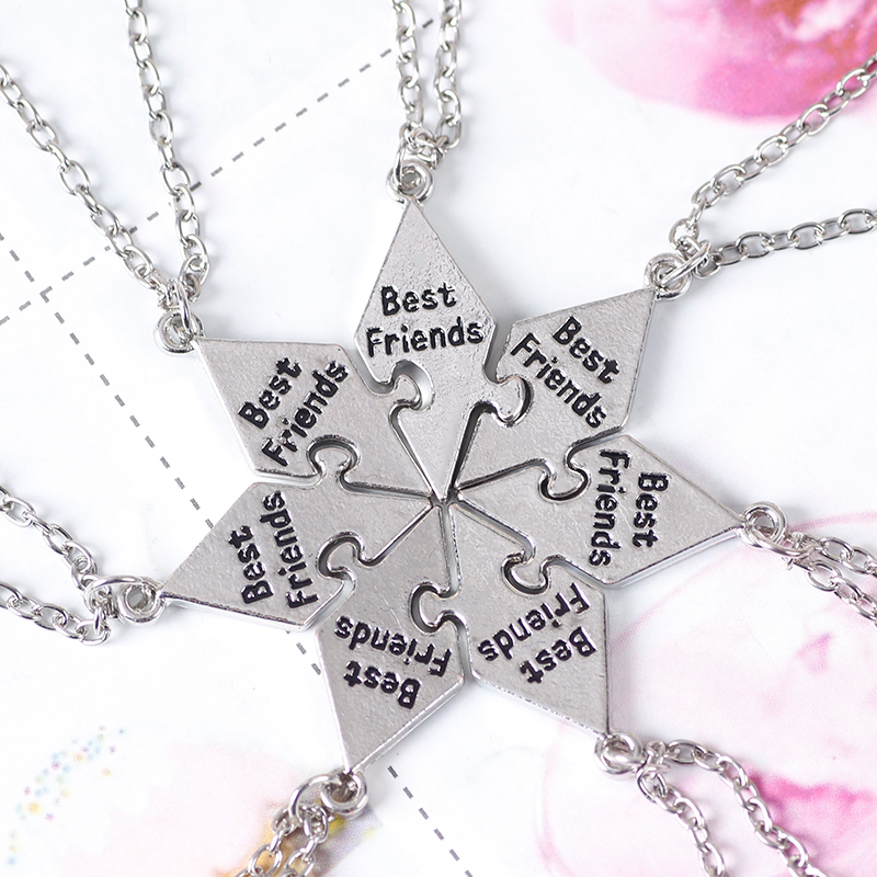 Ensemble de 7 pièces de collier pour meilleur ami, sœurs, bon ami, pendentif d'amitié, mot, bijoux pour dames, ,