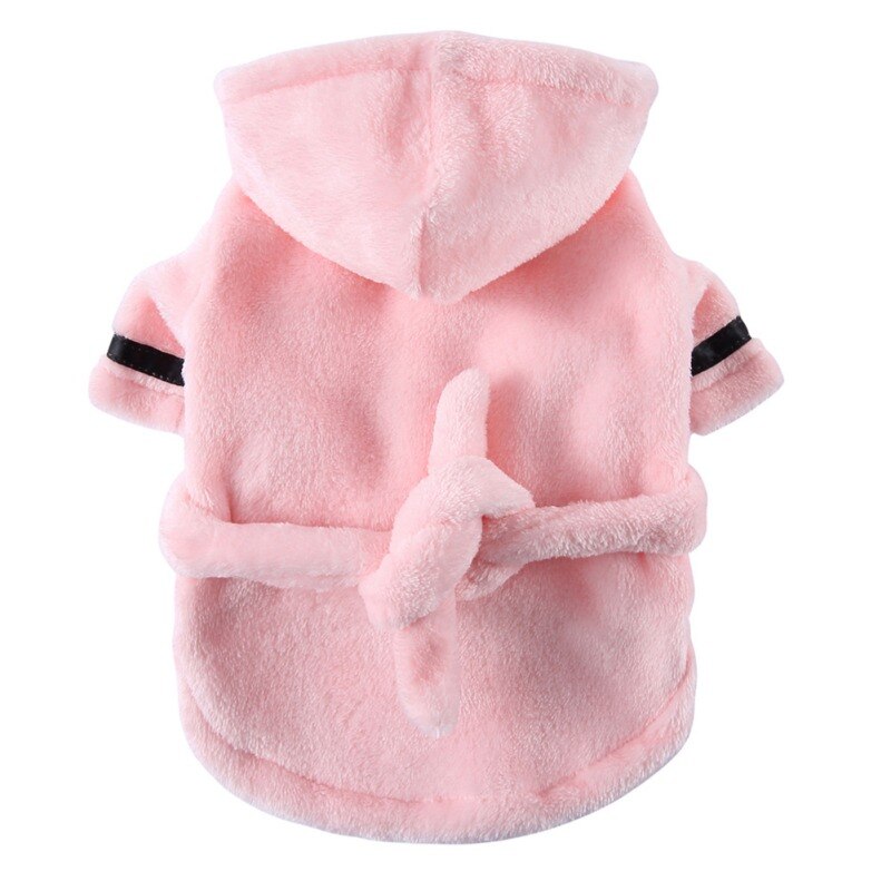 Miękkie szybkie suszenie Pet piżama zagęszczony luksusowy miękki bawełniany szlafrok z kapturem Super chłonny do kąpania psa ręcznik Pet Nightwear: Różowy / S
