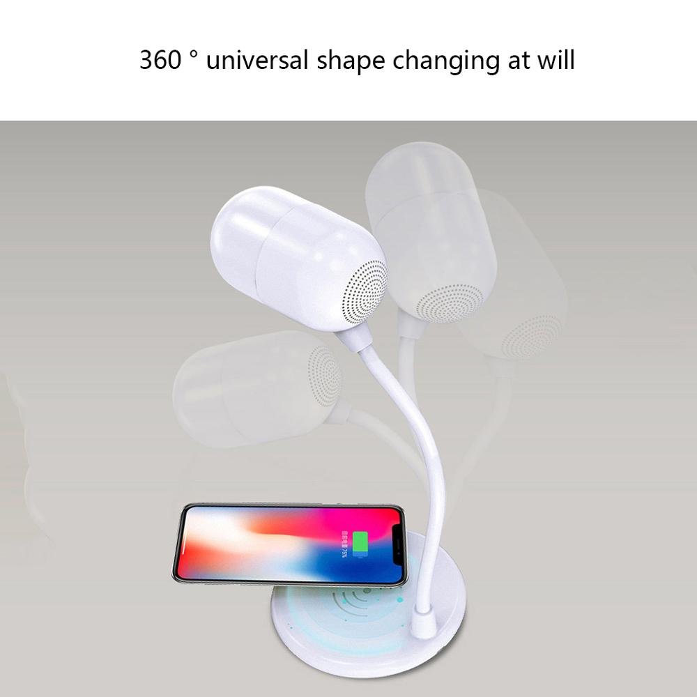 Eqvvol Bluetooth Speaker Mini Loudspeaker LED Bulb Touch Table Lamp Music Playing Color Changing Light Wireless Charging Speaker