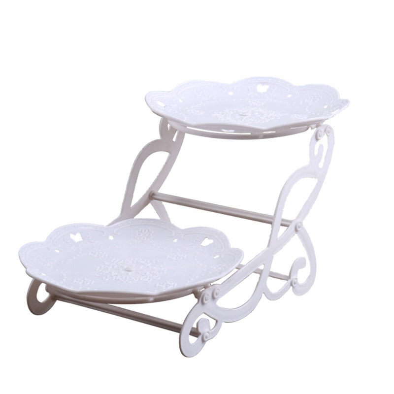 2 Tier Cake Dessert Holder Cupcake Pastry Biscuit Tray Holder Candy Buffet Fruit Holder Wedding Use: ROUND B