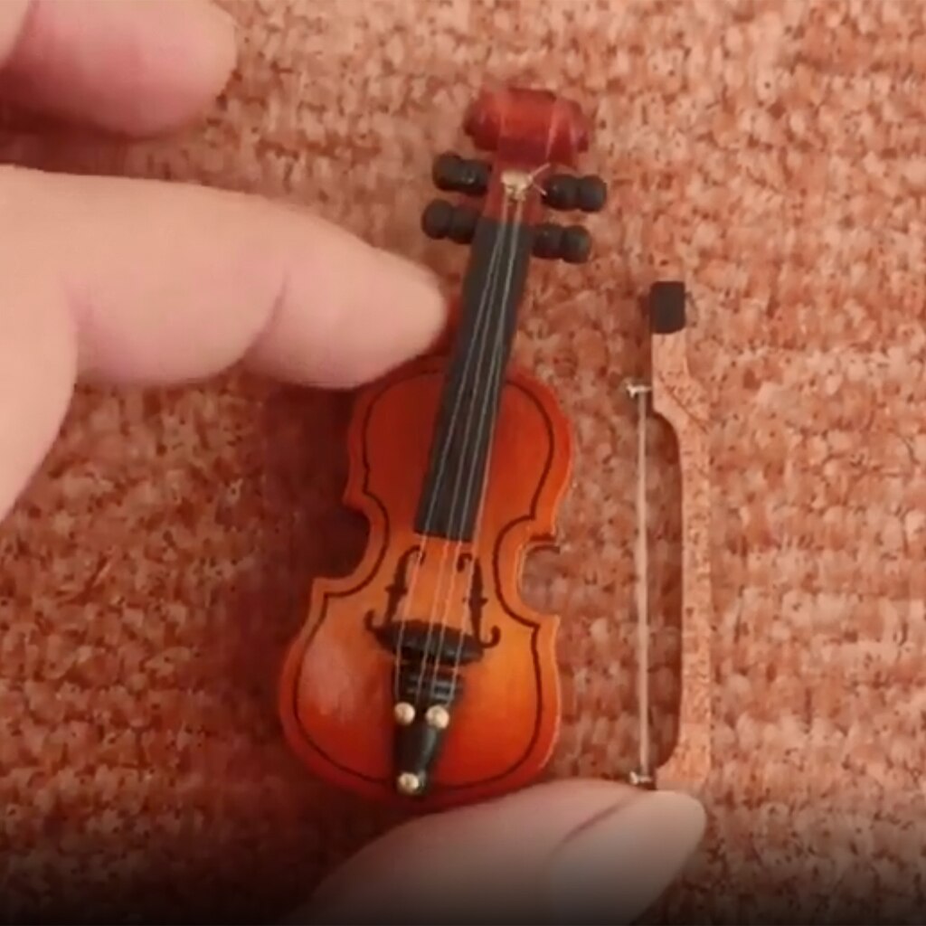 1 pz 1:12 violino in legno Mini casa delle bambole miniature modello decorazione con fiocco