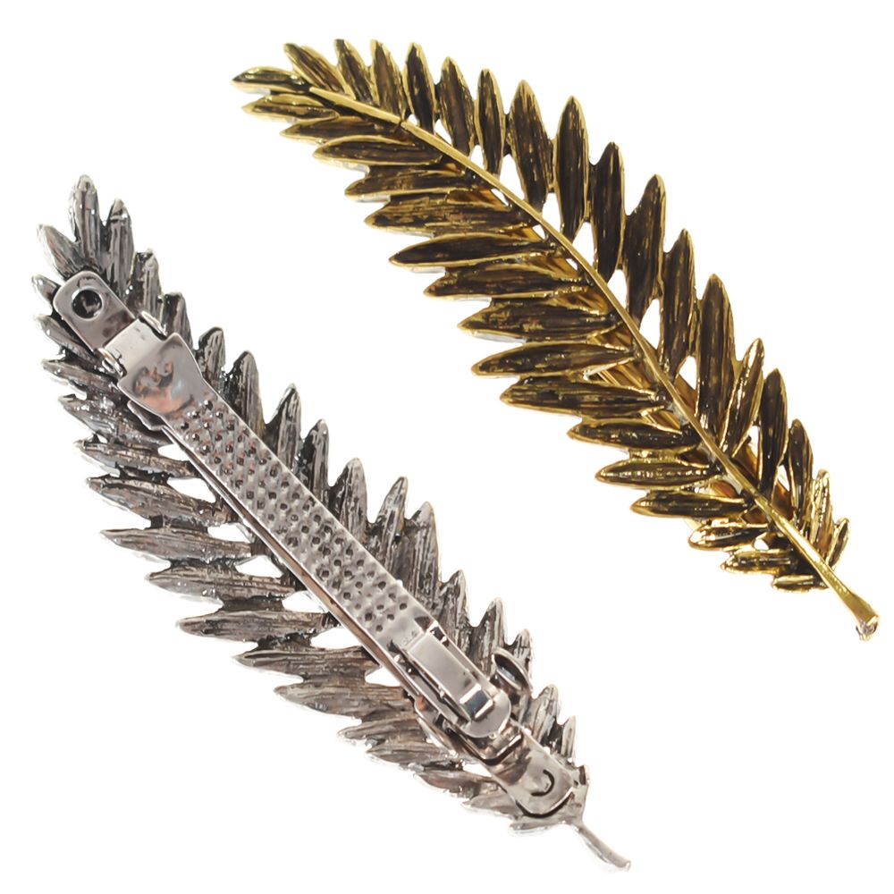 Hårnåle vintage metal blad hårspænde til kvinder pige hår tilbehør hårgreb delikat retro fjer ornament