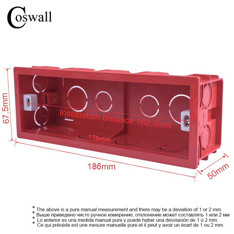 COSWALL-caja de montaje interna, Cassette trasero de gran , 107/144/186MM x 67,5 MM, para interruptores y enchufes de pared de 118/154/197 MM x 72MM: Marfíl
