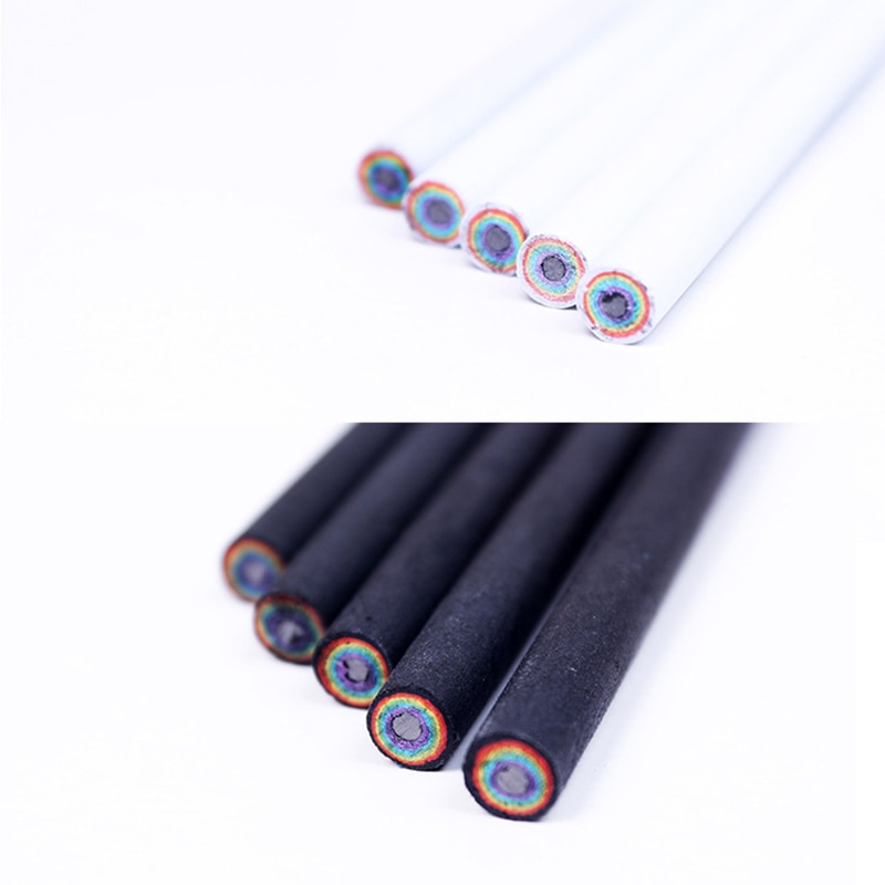 Lápices de madera arcoíris bonitos 2B, lápices cilíndricos Kawaii con degradado para estudiantes, material escolar lápiz de papelería para para niños 1 unidad