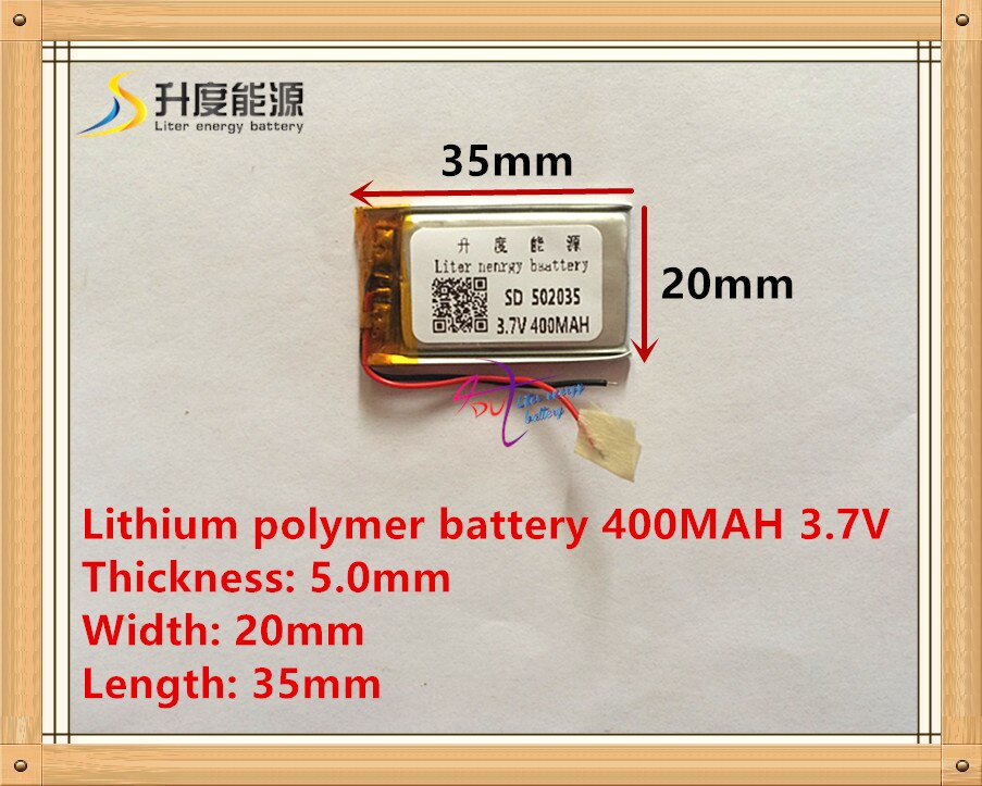 Forsyning polymer lithium batteri 502035 3.7v 052035 400 mah  mp3 mp4 mp5 batteri bluetooth headset batteri