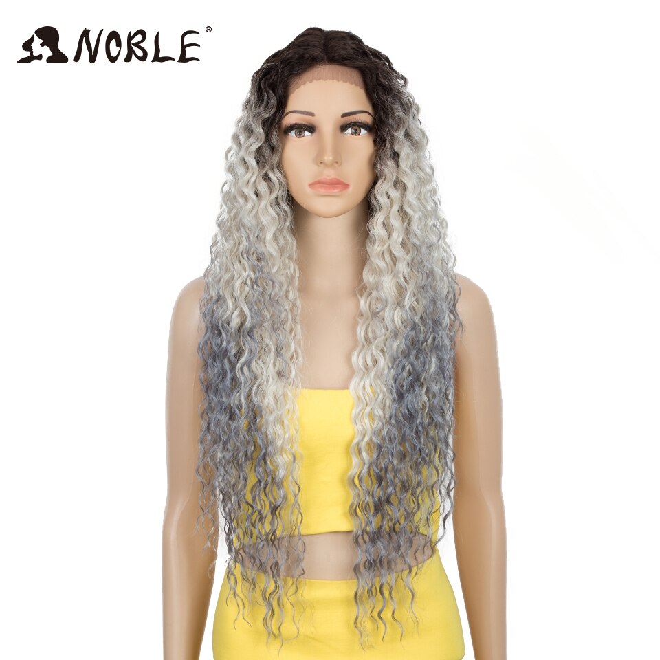 Noble Synthetic Lace Wig Long Wavy Hair 30 Inch Ombre Blonde Wigs For Black Women Blonde Wig Hair Synthetic Lace Wig: 1001B