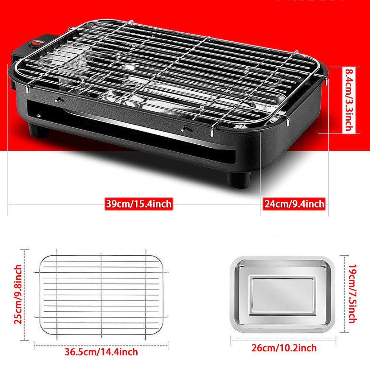 1300W Electric BBQ Grill Smokeless Barbecue Machine Household Indoor/Outdoor Table Top Electric Grils Griddles for Party Camping