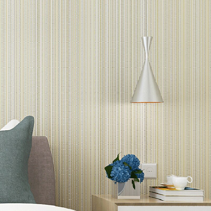Modern Simple Vertical Beige Non-woven Wallpaper For DIY Home Living Room Bedroom Decoration