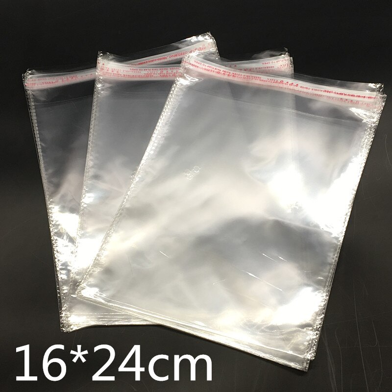 100 Stks Clear Zelfklevend Seal Plastic Zakken Transparant Opp Verpakken 16x24 cm
