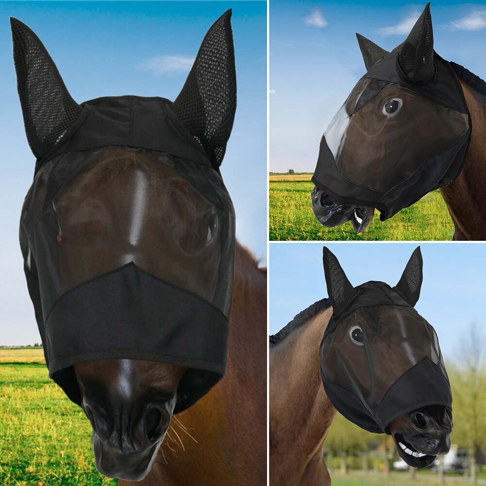 Anti-Muggen Mesh Paard Masker Equine Maskers Head Cover Ademend Anti Fly Insect Voor Huishoudelijke Dier Paard Accessoires