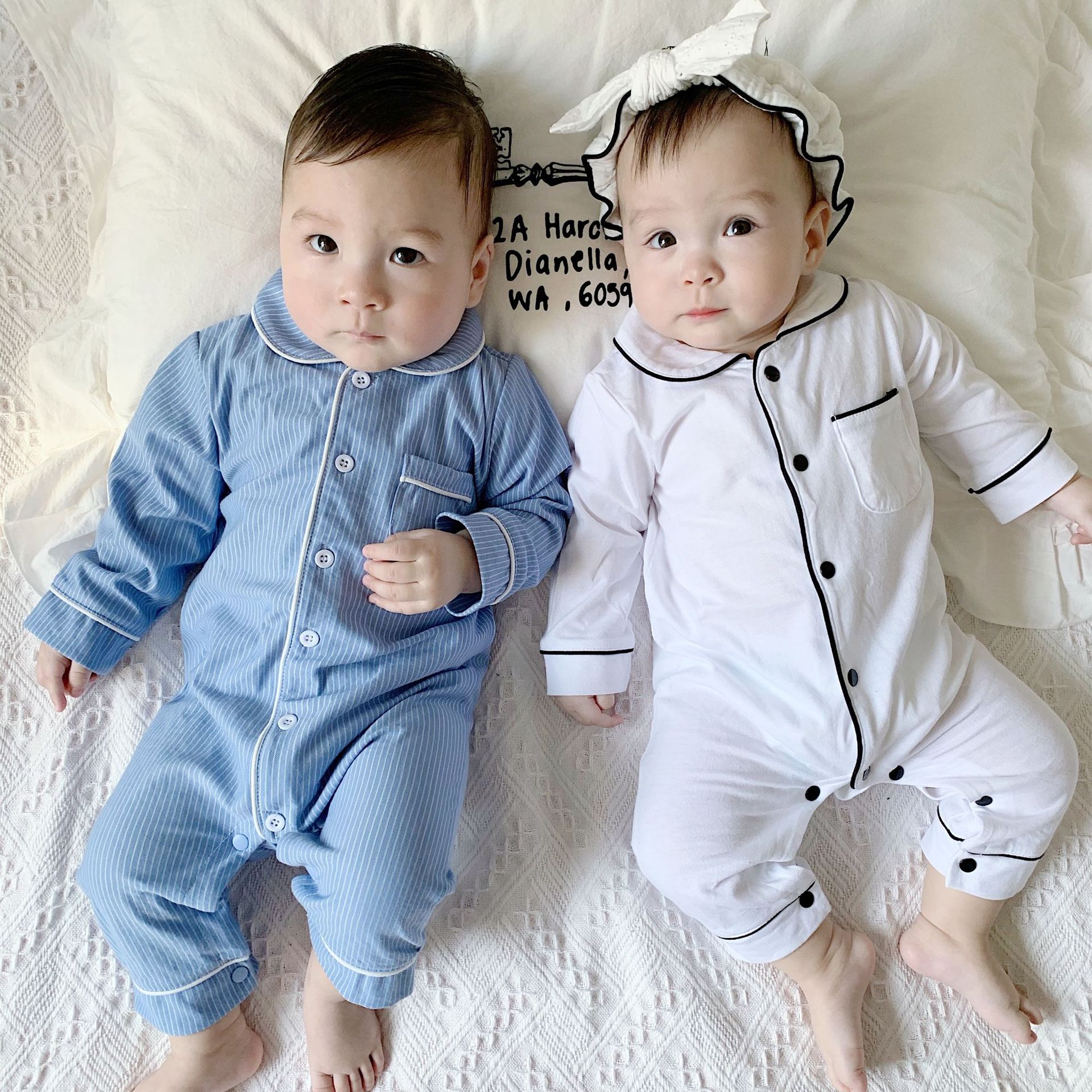 Baby Unisex Herfst Pyjama Revers Lange Mouwen Button Open Een Stuk Nachtjapon Voor Peuter Meisjes Jongens