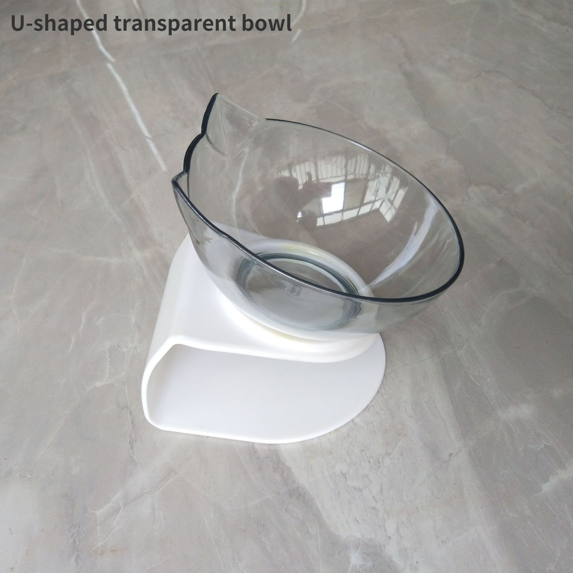 Pet Food Bowl Cat Bowl Drinking Water Eating Dog Bowl Automatic Hydration Double Bowl Cat Neck Guard Plastic Dog Eating Bowl: U-shaped bowl