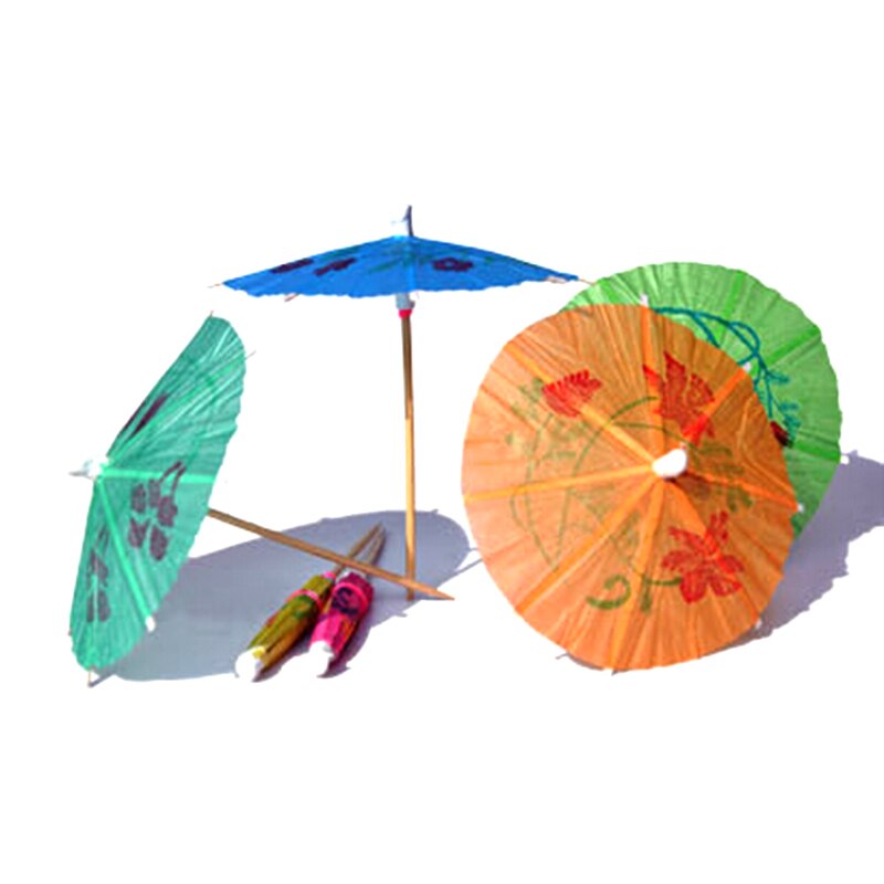 Cocktail dekorative pynt paraply bambus pinne form snack kaker frukt skilt 10 cm lange 144 stk/sett