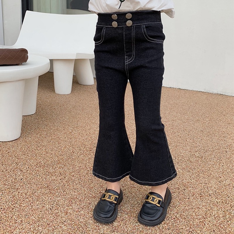 Jean coupe droite pour fille, pantalon évasé en Denim, style décontracté, couleur unie, assorti avec tout, collection printemps-automne 2022