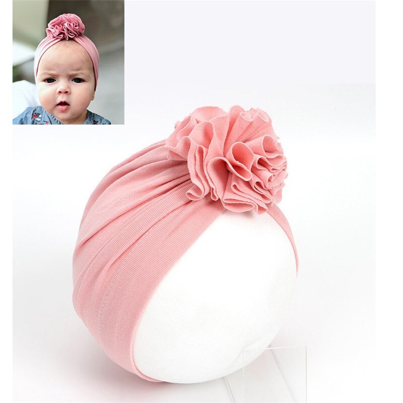 Söta småbarn barn bebis pannband flicka pannband bomull knut rosett turban pannband stretchigt flicka hårtillbehör pojke huvudbonader: En rosa