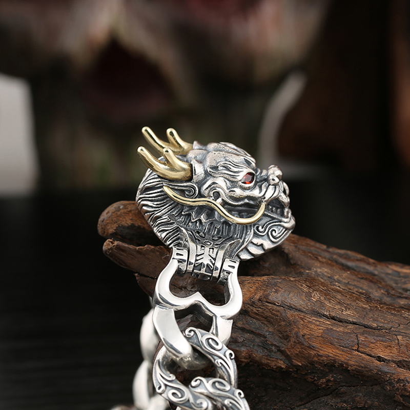 Dominanter Trend: silbernes herrenarmband mit drachenmotiv Ich bin chinesischen retro-stil, dick, Hüfte-hüpfen-schmuckaccessoire