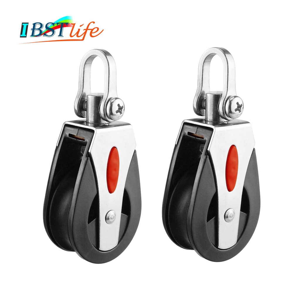 2PCS 1500Lbs Load Sheave Block Universal Head Single Pulley Swivel Sailboat Plain Bearing Block Rope Runner Boat Accessories