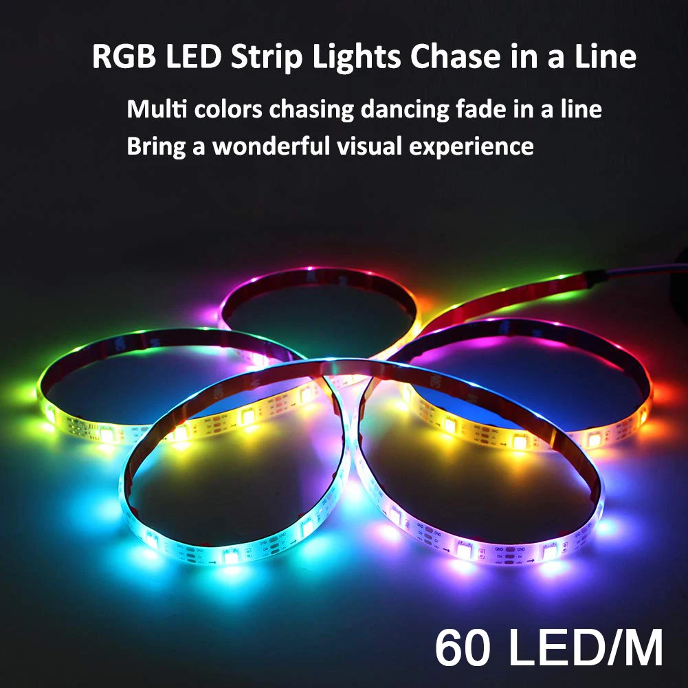 Tira de luz LED Digital direccionable Rainbow PC 5050 RGB WS2812b para 5V 3pin 12V 4pin ARGB PC Asus Aura Sync Fusion MSI Mystic
