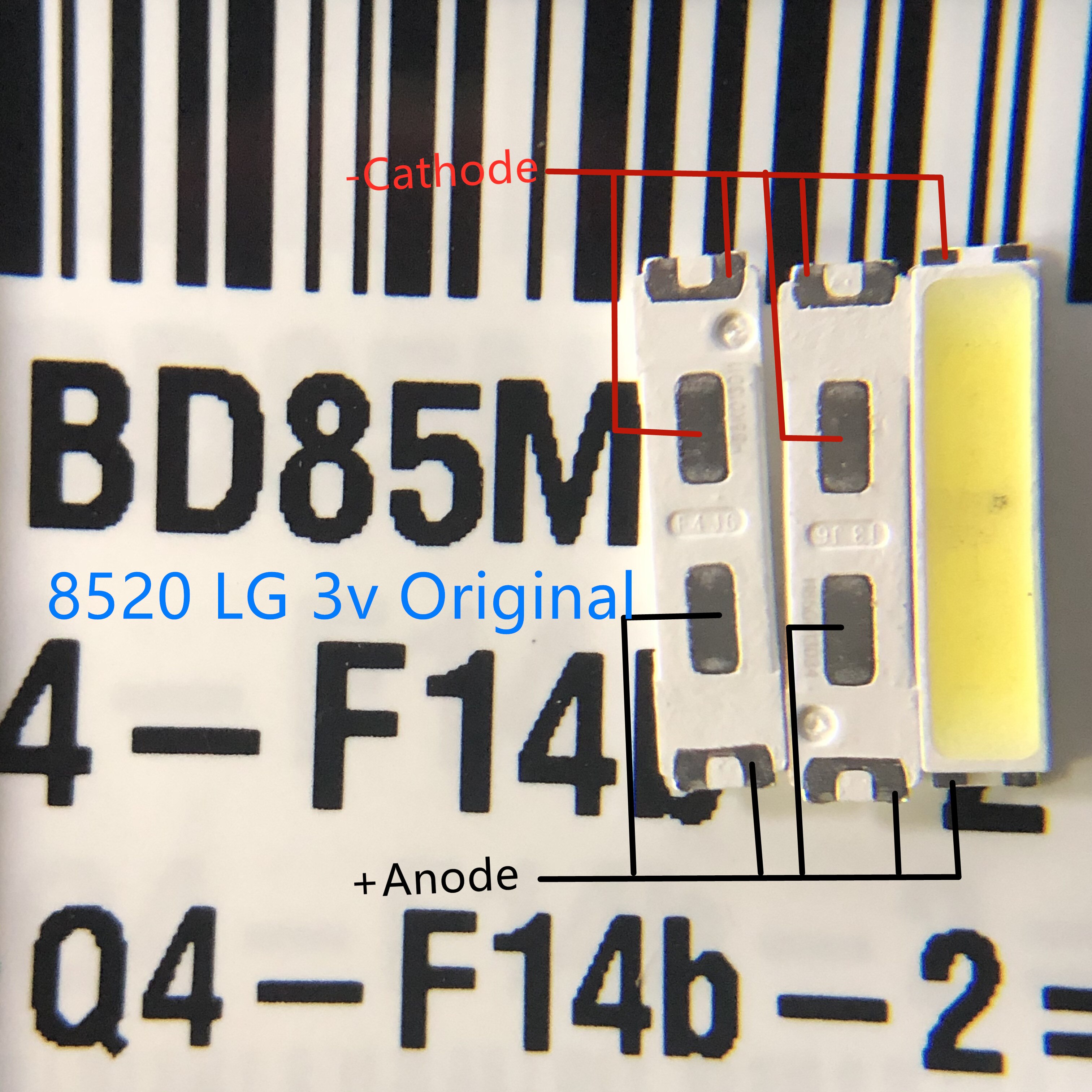 100PCS FOR LG SMD 8520 LED Backlight 0.5W 8520 3V Cool white 50-55LM TV Application