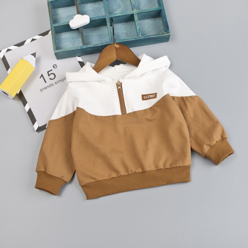 0-3T Trui Hooded Baby Jongens En Meisjes Katoen Mode Kleuraanpassing Half Rits