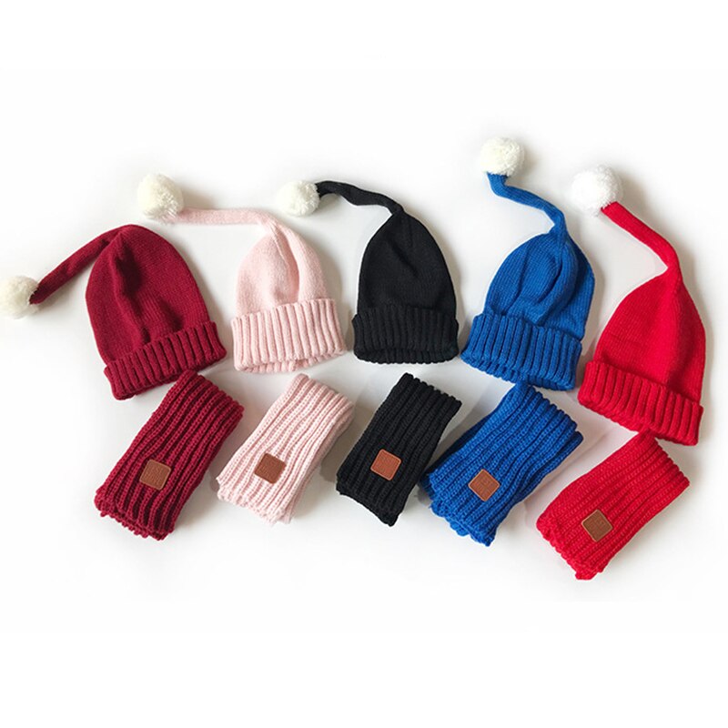 2 stk babyhatter skjerf sett strikket vinterstjerne beanie bomull varm pompon caps barn myke hatter barn jenter gutter