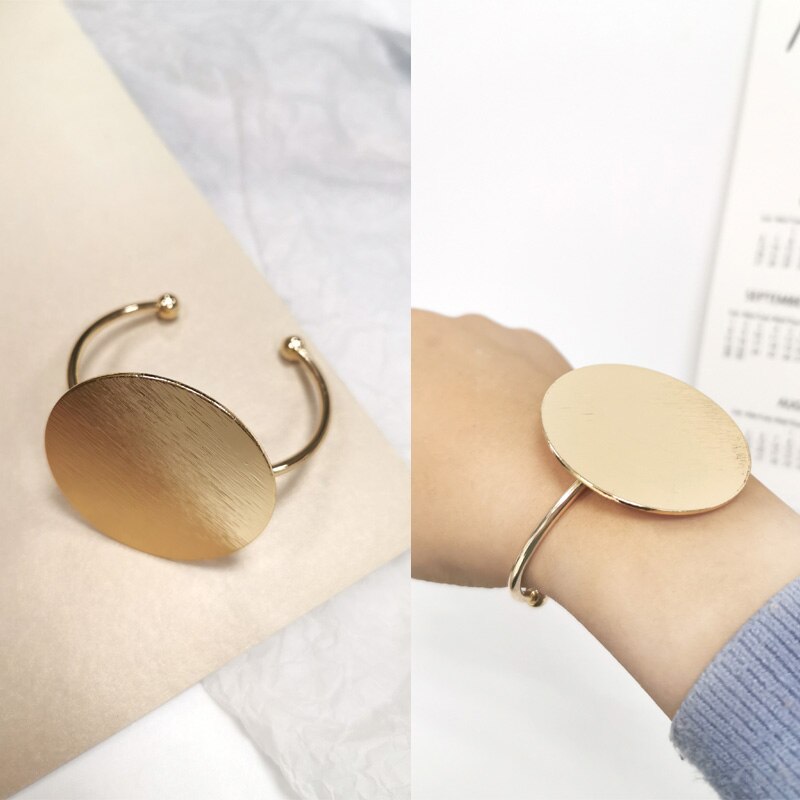 Glossy Double Layer Cross Opening Jewelry Bangle for Women Girls Party Hip Hop Punk Metal Geometric Bracelets gold: 6041