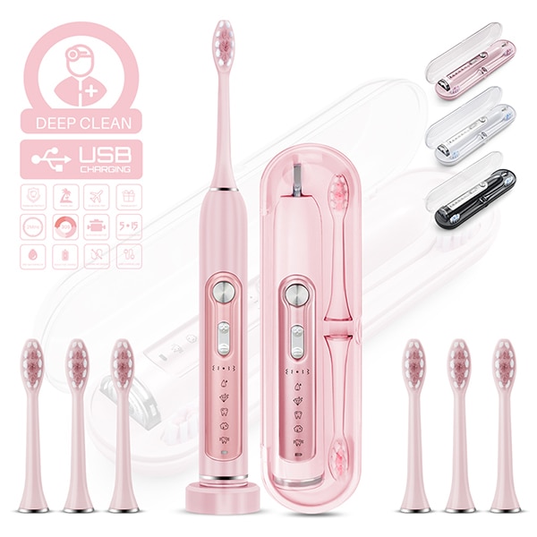 Premium Electric Toothbrush & Sonic Toothbrushes, MUTTUS, 5 Modes 15 Brushing Experience, 6 Brushheads, Travel Case Enable
