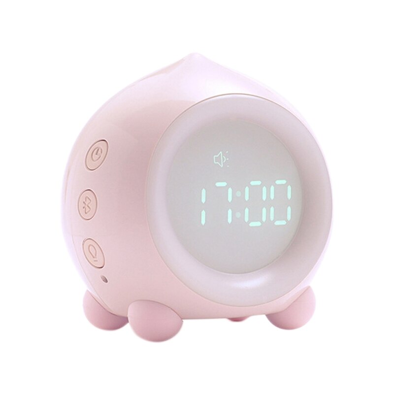 -Wake Up Light Kids Smart Alarm Clock Bluetooth Function 7 Colors Changing Bedroom Led Digital Display Table Clock: Pink