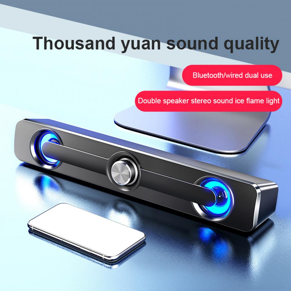 Wired Version/Bluetooth Version Speaker Stereo LED Light Subwoofer Sound Bar shocking sound effects for Computer TV Phone