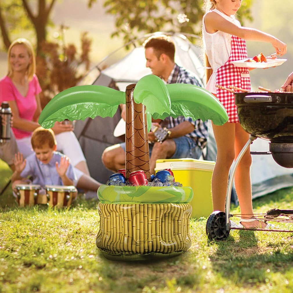 Palm Tree Cooler Inflatable Serving Bar Salad Buffet Ice Tray Food Drink Containers With Drain Plug For Picnic Pool Party