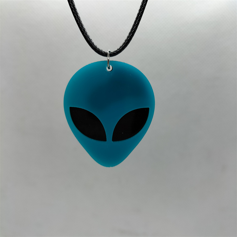 Yungqi Alien Mask Shape Arcylic Charms Pendant Necklaces for Women Girl Minimalist Rope Chain Choker Necklace Jewelry Collier: Antique Silver Plated
