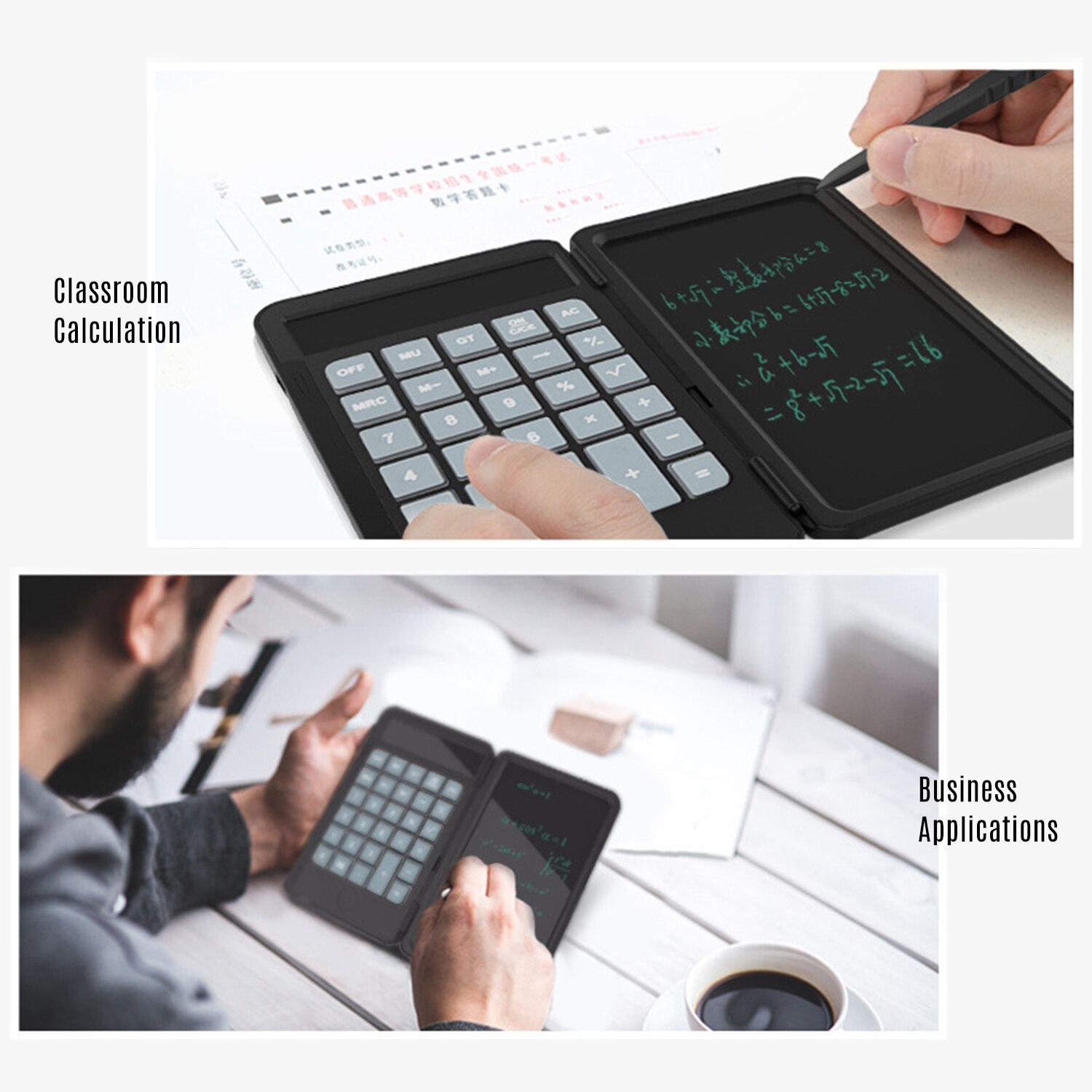 Aibecy Portable Calculator & LCD Writing Tablet Digital Drawing Pad 12 Digits Display with Stylus Pen Erase Button Lock Function