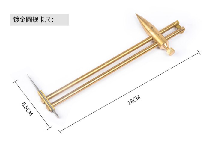 Herramientas de cerámica fina, pinzas de medición, herramientas de dibujo circular de cerámica de cobre, plástico y madera, usadas para hacer tabletas redondas de arcilla: Copper