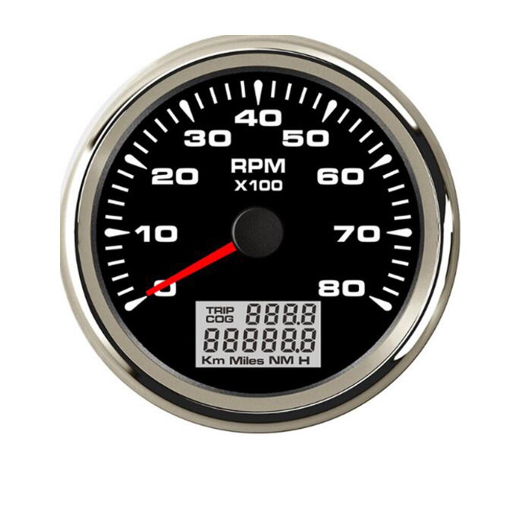 Tacómetro de coche marino con retroiluminación, 7 colores, con LED, reloj de arena, impermeable, 8000 /3000 / 4000 RPM: Black Silver 8000RPM