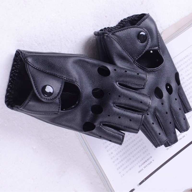 Summer Gothic Punk Style Fingerless Gloves Boy Girl Half Finger Gloves Biker Driving Leather Gloves