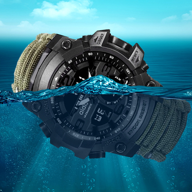 Addies Survival Outdoor Heren Horloge Emergency 50M Waterdicht Kompas Multifunctionele Horloge Digitale Quartz Relogios