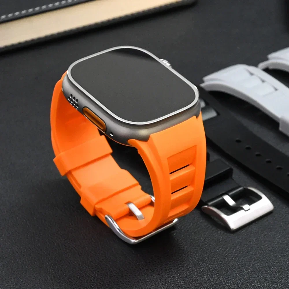 Rubber Soft Band for Apple Watch 49mm 46mm 45mm 44mm Silicone Sports Strap for IWatch Series Ultra 2/1 10 9 8 7 6 5 Se Bracelet