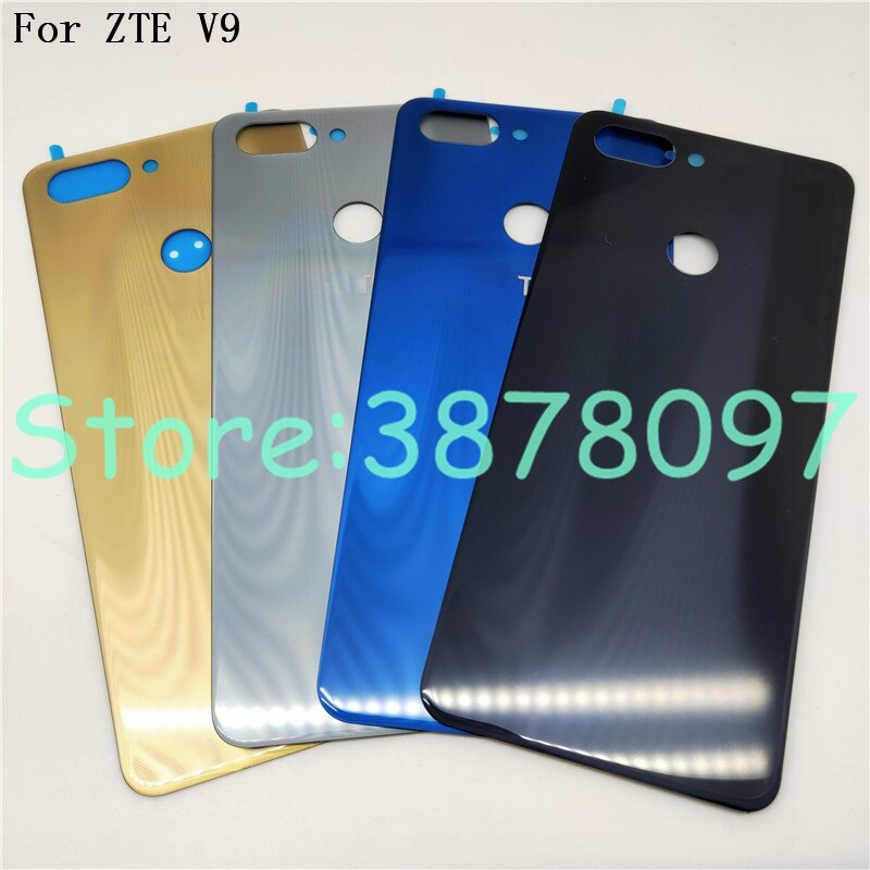 Tampa traseira de vidro da bateria 5.7 ", para zte blade v9 v0900, capa com adesivo