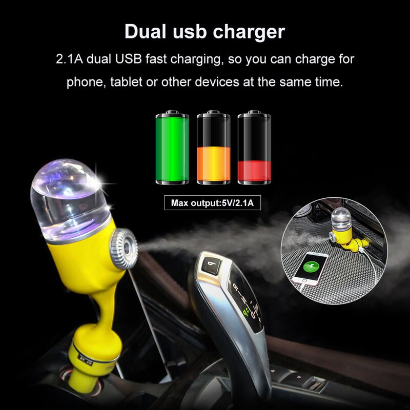 Nanum Mini Car Humidifier 12V Car Aroma Diffuser Humidifier Air Purifier Freshener Aromatherapy Mist Maker Fogger for Car