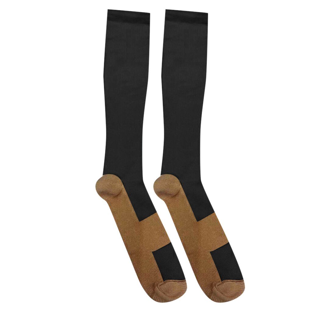 Anti-Fatigue Compression Socks Unisex Foot Pain Relief Soft Miracle Copper Anti Fatigue Magic Socks Support Knee High Stockings: BK / XL