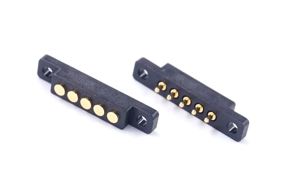 Spring pin connector 5p 2.54 mm male and female socket with screw hole installation