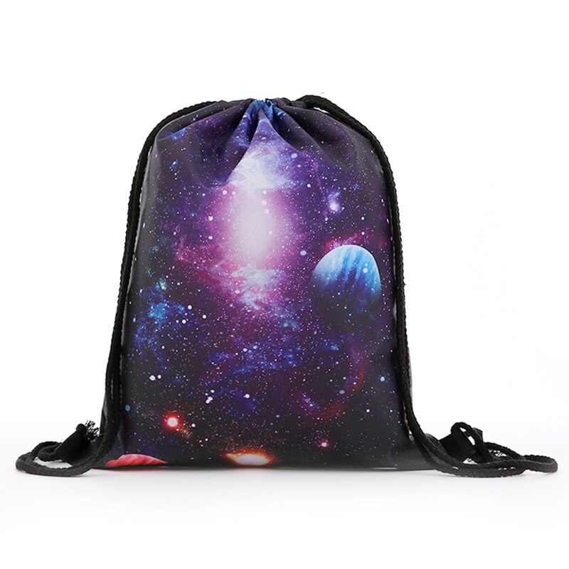 Reppu naisille mini kiristysnyöri tähtitaivas reppu 3d painatus matkalaukut miehet mochila kiristysnyöri laukku girs