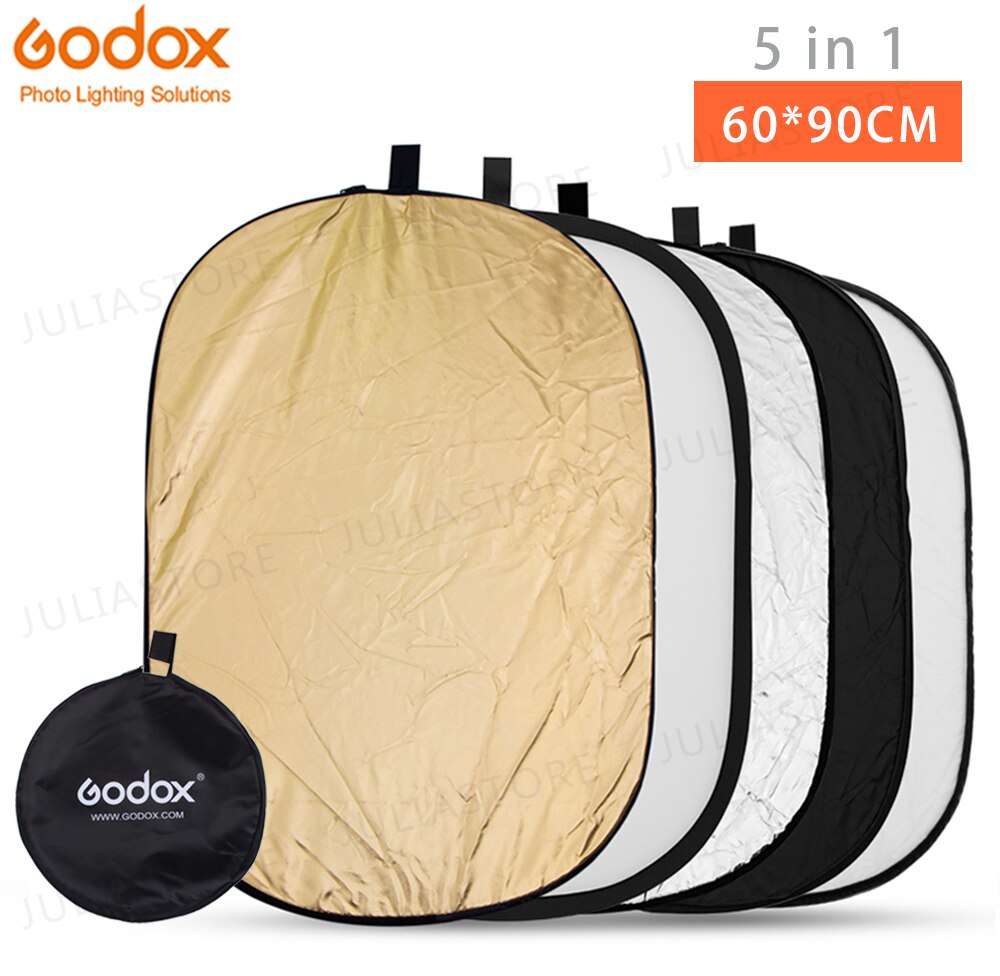 Godox 5 in 1 60*90cm Achtergrond Boord Ronde Rechthoek Reflector Inklapbare Verlichting Diffuser Disc Zwart Zilver Goud wit