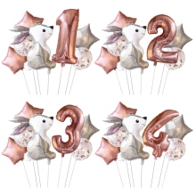 Globos de con temática de cuento de hadas para niñas, decoración con de conejo, rosa, estrella plateada, 32 pulgadas, 6 piezas