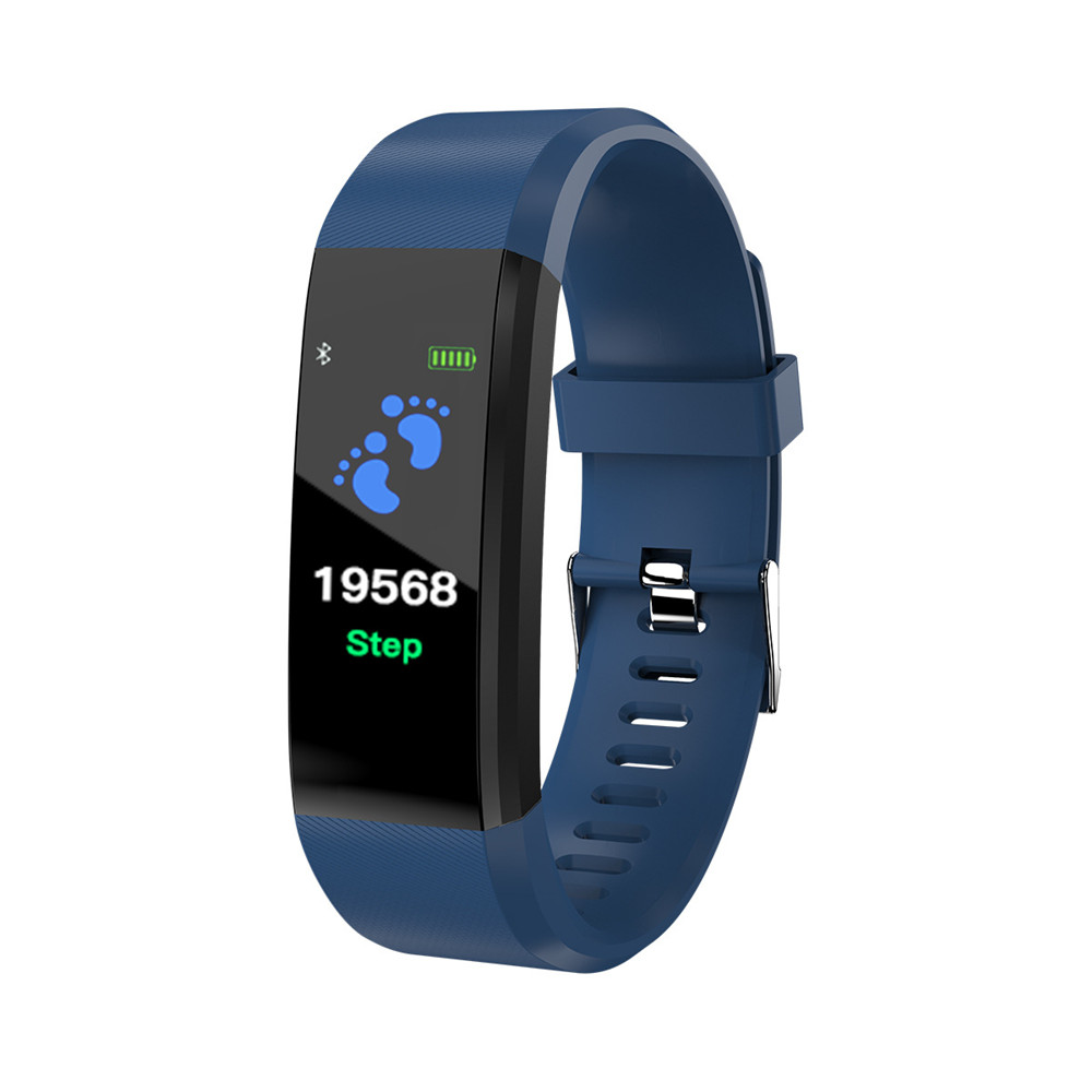 Smart Digitale Horloge Voor Mannen Vrouwen 115 Plus Smart Polsband Fitness Running Tracker Druk Sport Horloge Hartslagmeter Band: 115 Plus Blue