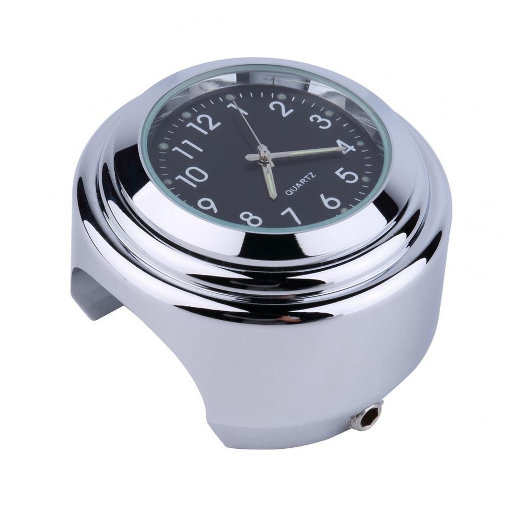 Motorfiets Quartz Klok 7/8 "Waterdicht Chrome Fietsstuur Mount Horloge Aluminium Lichtgevende Klok Universal Stuur Klok