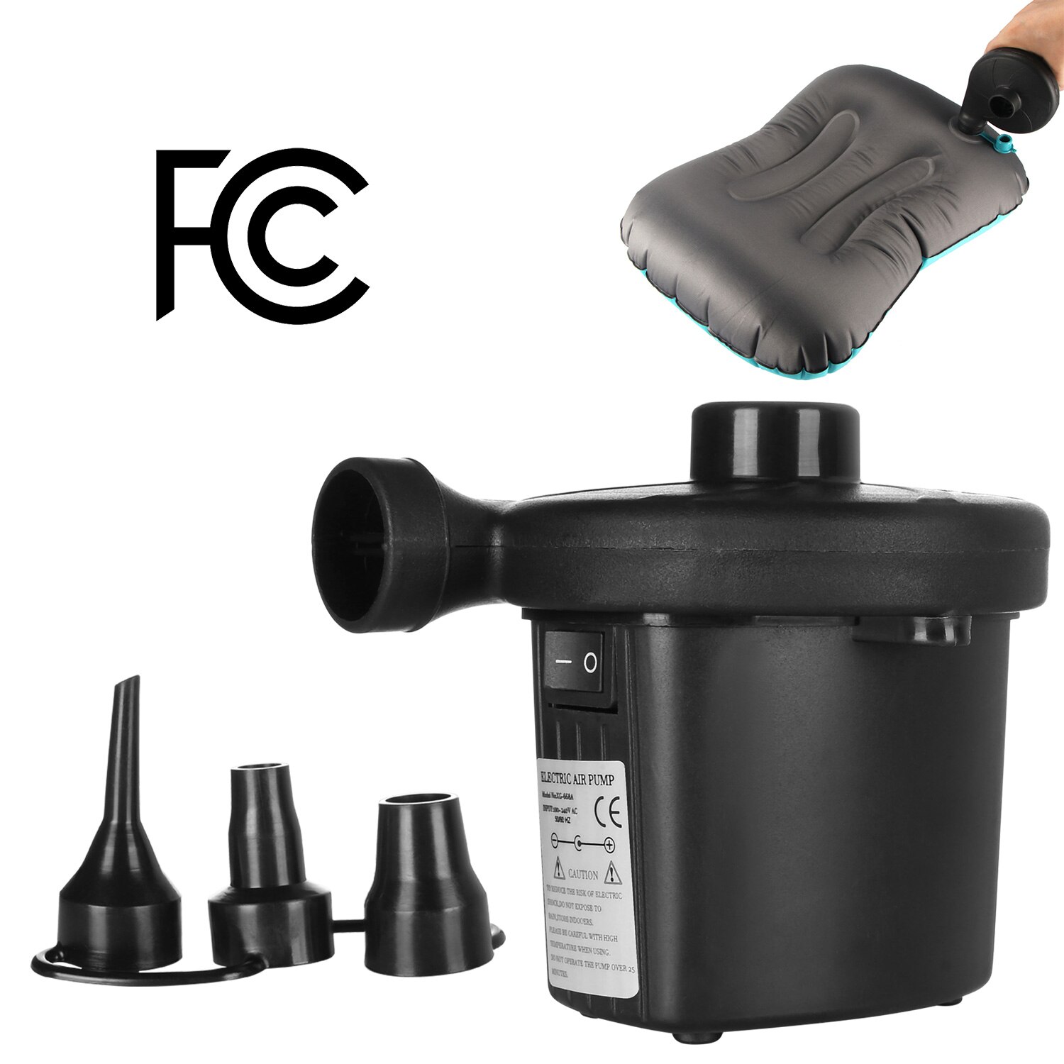 Onever Electric Air Pump Inflate Deflate Pump for Airbed Boat Toy Camping Toys Air Bed Compression Bag Mattress with Car Charger: US Plug