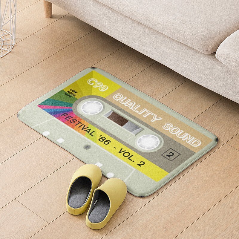 Felpudo antideslizante con cinta musical para decoración de puerta, Alfombra de franela gruesa con patrón de tendencia de Hip-hop, para baño y sala de estar: style4